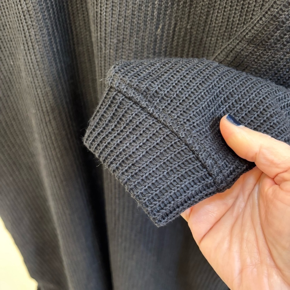 Black Travel Dress Long Sleeve Size Large Oversized Ribbed Heavy Knit Pockets - Picture 6 of 11